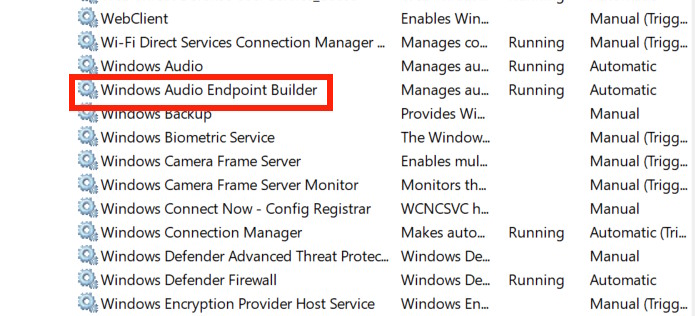 Audio services Windows