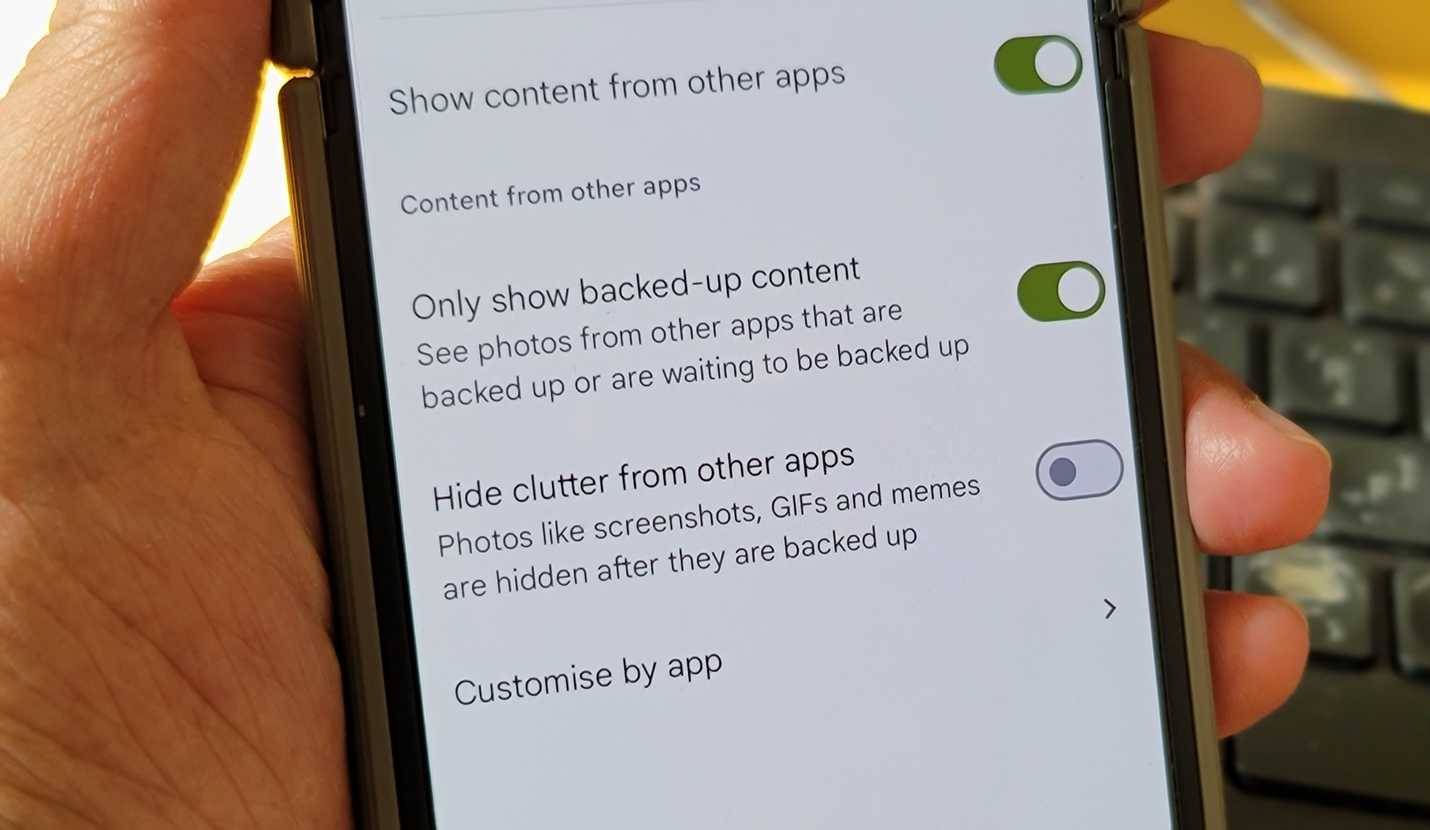 Tùy chọn ẩn những thứ không cần thiết trong Google Photos hiển thị trên Galaxy Z Flip 6