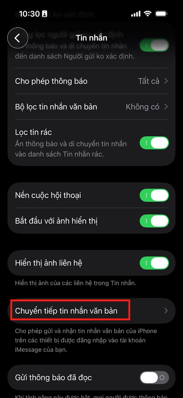 Chuyển tiếp tin nhắn trên iPhone