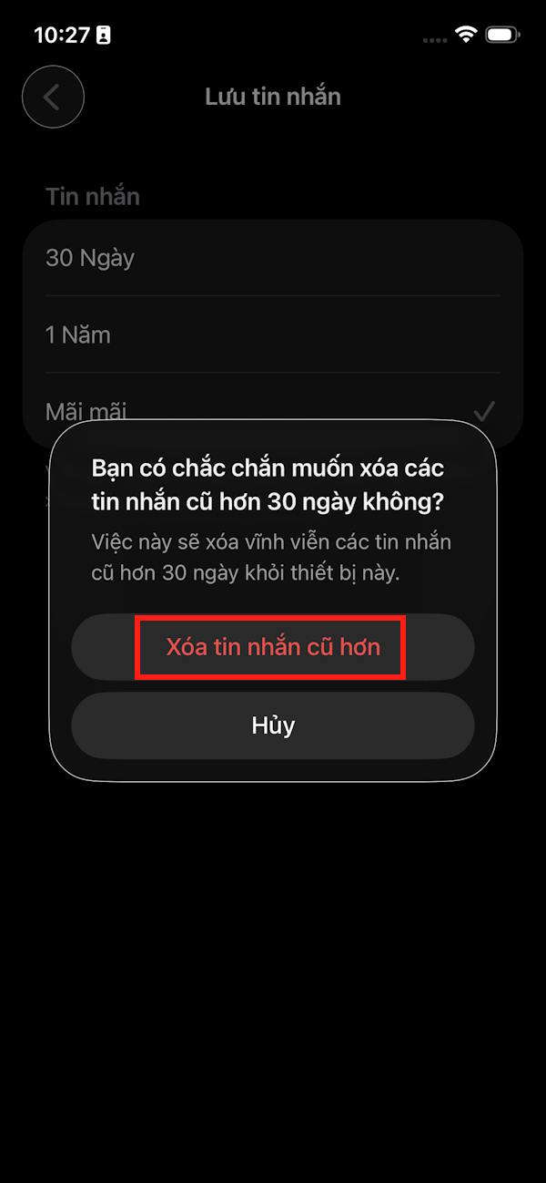 Xóa tin nhắn iMessage tự động