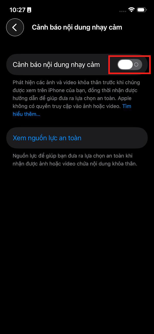 Bật cảnh báo nội dung tin nhắn nhạy cảm 