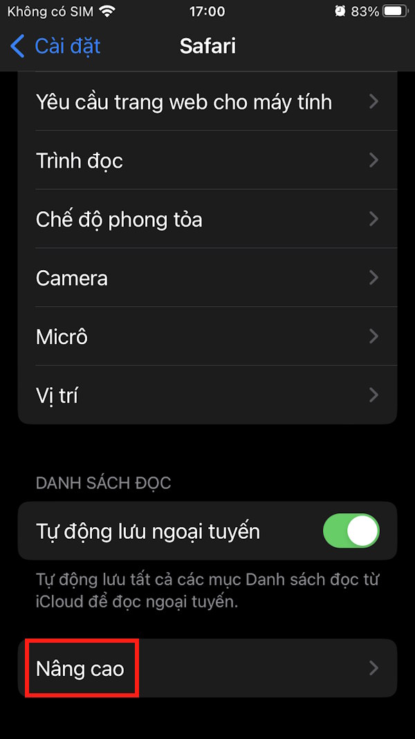 Cài đặt Safari nâng cao
