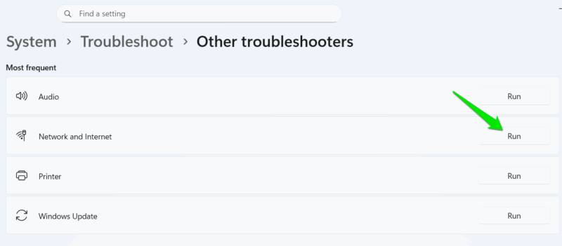 Trình khắc phục sự cố mạng đang chạy