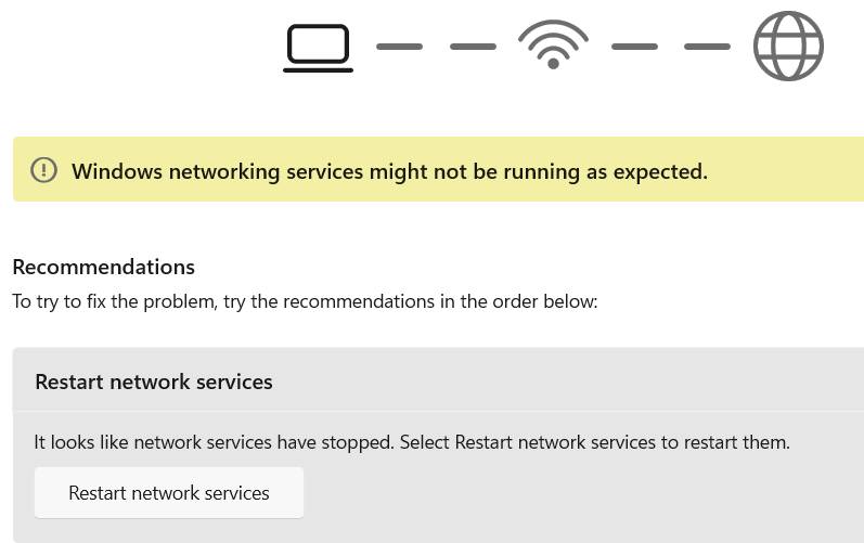 Trình khắc phục sự cố mạng của Windows phát hiện sự cố