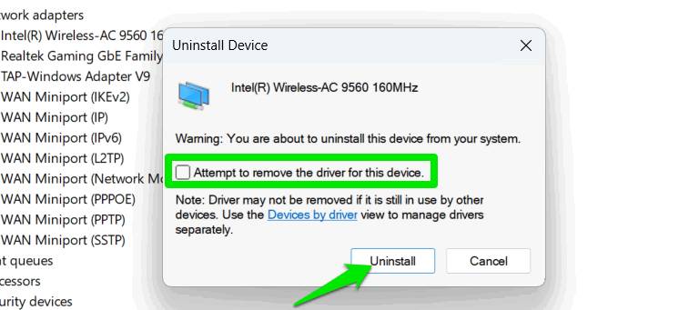 Gỡ cài đặt driver mạng trong Windows