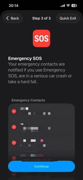 Safety Check SOS trên iPhone