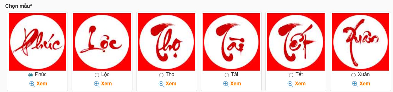 Chọn chữ trên bao lì xì