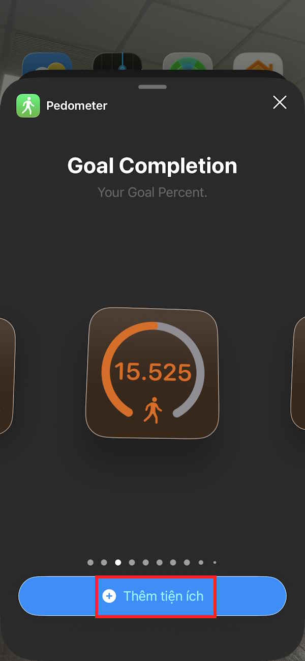 Thêm tiện ích Pedometer