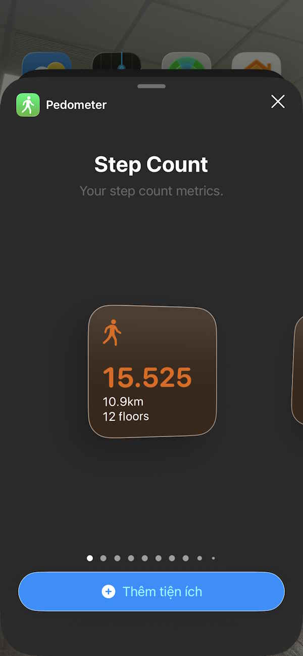 Tìm kích thước tiện ích Pedometer