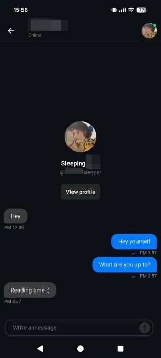 Nhắn tin với người dùng khác trên ứng dụng UpScrolled