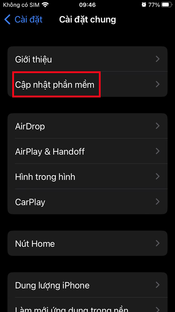 Cập nhật phần mềm iPhone