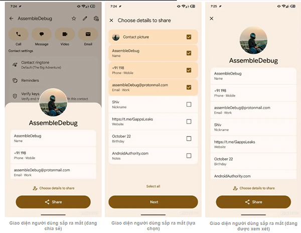 Cập nhật giao diện Google Danh bạ