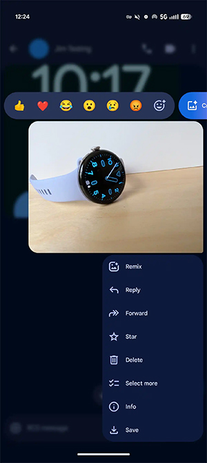 Menu nhấn giữ tin nhắn
