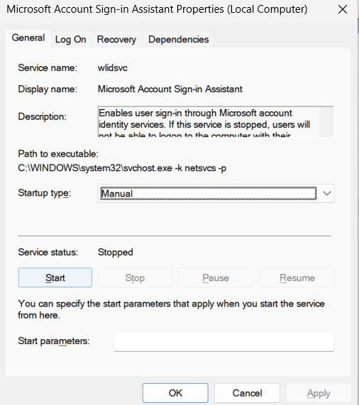 Dịch vụ Microsoft Sign-In Assistant