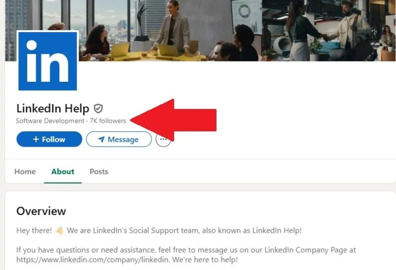 Ví dụ về trang hỗ trợ chính thức của LinkedIn