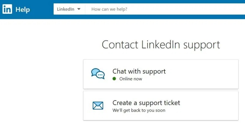 Các tùy chọn liên hệ của LinkedIn