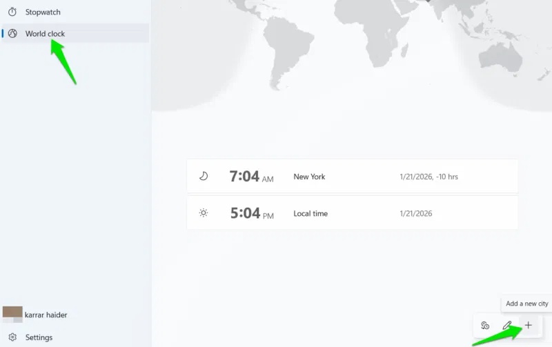 World clock trong Windows