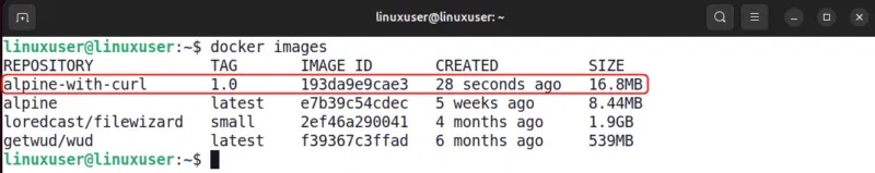 Image mới với các thay đổi container đã lưu
