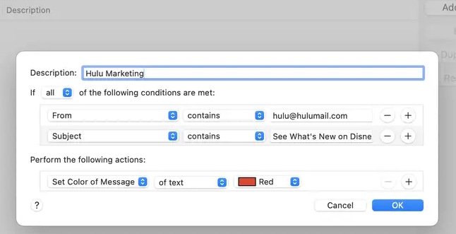 Tạo tác vụ tự động trong Apple Mail