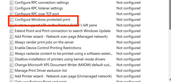 Configure Windows protected print
