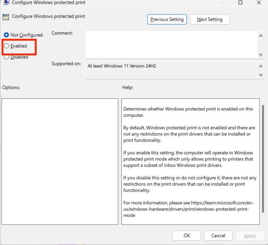 Bật Protected Print trên Windows 11 qua Group Policy Editor