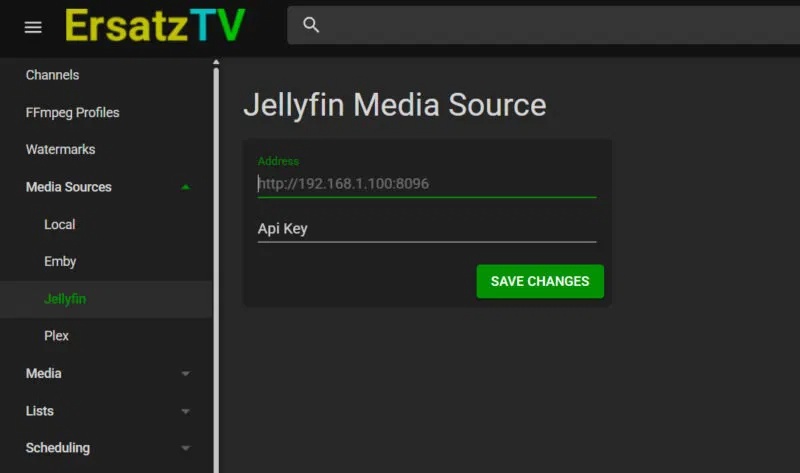 Nguồn media Jellyfin trong ErsatzTV