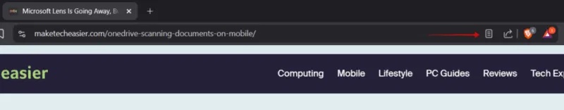 Truy cập Reader Mode từ thanh địa chỉ trong Brave.
