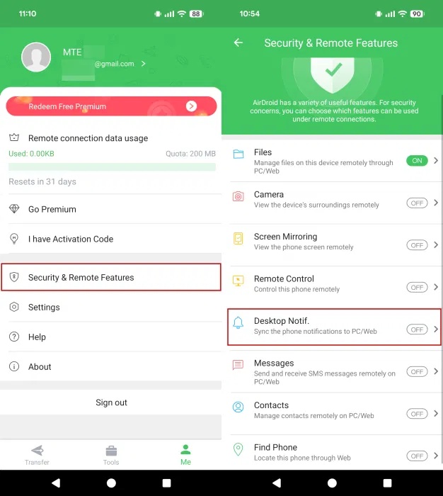 Hình ảnh thông báo từ điện thoại Galaxy trong ứng dụng Samsung Flow trên Windows.