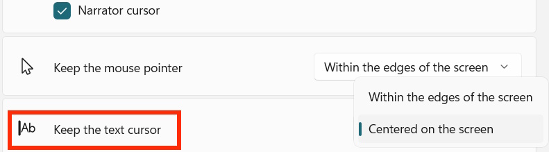 Thay đổi hoạt động trỏ chuột dùng Magnifier