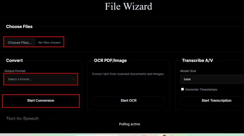 Bảng điều khiển Filewizard