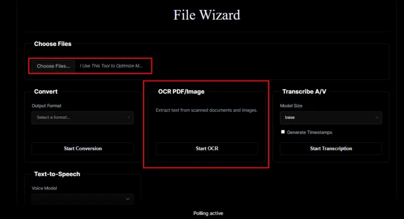 Tính năng OCR của FileWizard