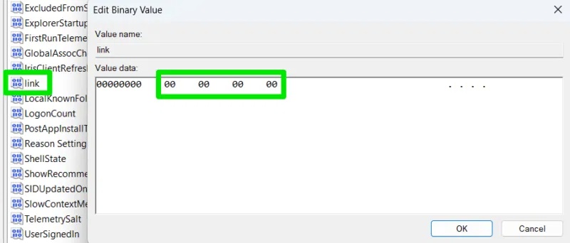 Chỉnh sửa liên kết trong Registry