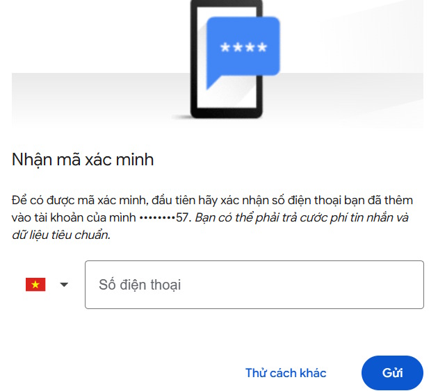 Mã xác minh gửi về số điện thoại
