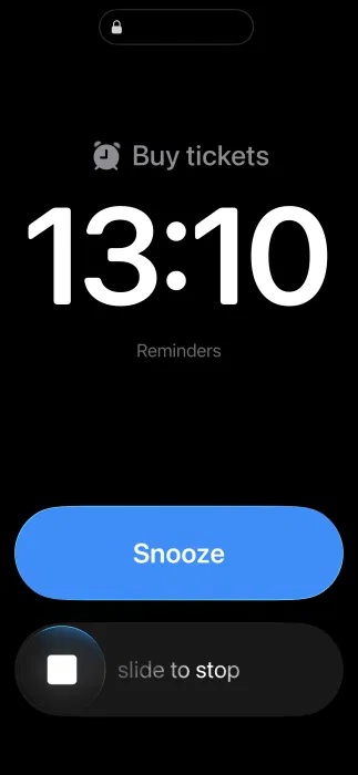 Chế độ xem nhắc nhở quan trọng với nút Slide to Stop