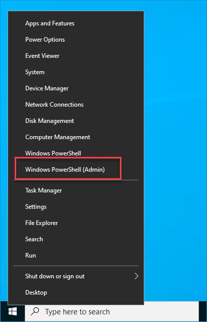 Mở Windows PowerShell với quyền admin từ menu Start