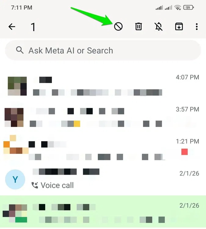 Nút Block cho một cuộc trò chuyện trên WhatsApp