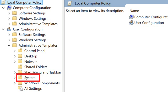 Truy cập Local Group Policy Editor