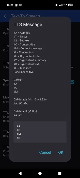 Tùy chỉnh các phần của thông báo được đọc trong ứng dụng Voice Notify trên Android.