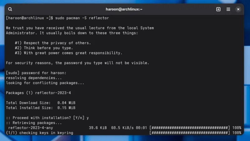 Cài đặt Reflector trên Arch Linux