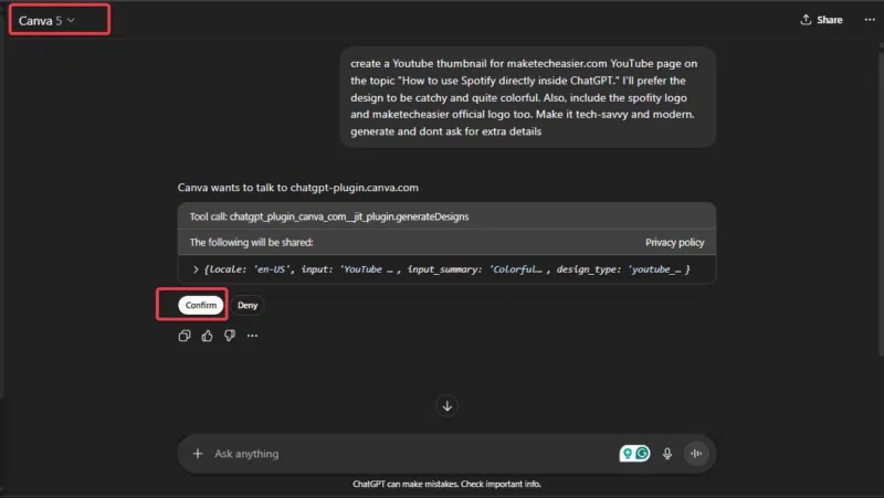 Xác nhận quyền truy cập vào plugin ứng dụng