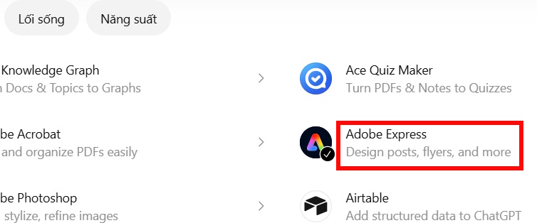 Chọn Adobe Express