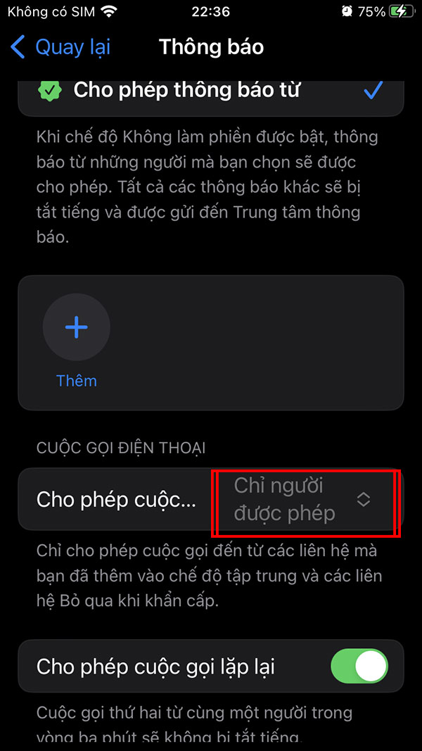 Chọn người được phép