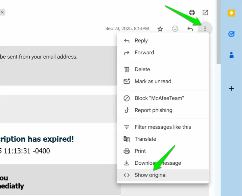 Menu Email trong Gmail
