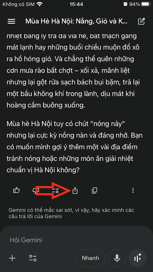 Gửi đoạn chat Gemini