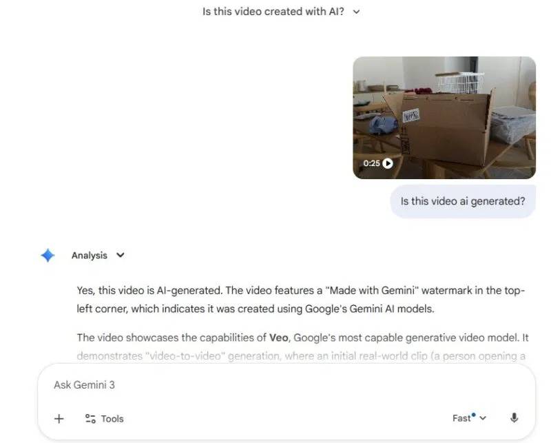 Kiểm tra video Gemini Veo trong Gemini
