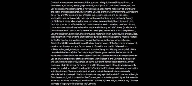 Quy định về quyền sở hữu bản quyền AI trong Điều khoản dịch vụ của Suno