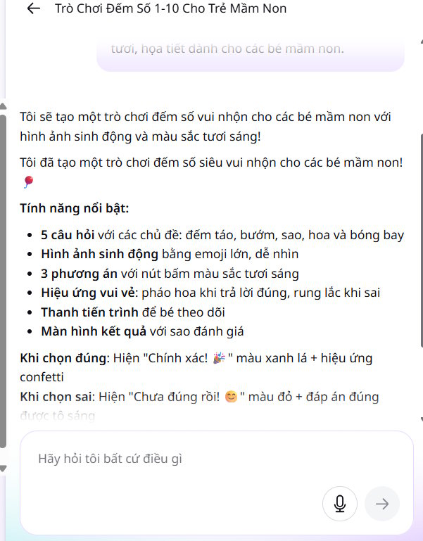 Lệnh tạo trò chơi trong Canva AI