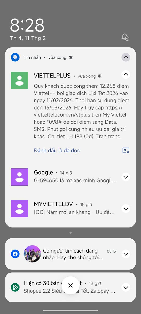 Tin nhắn nhận điểm