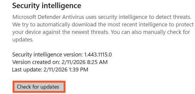 Kiểm tra bản cập nhật Windows Security