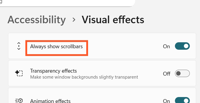 Cách luôn hiển thị thanh cuộn trên Windows 11